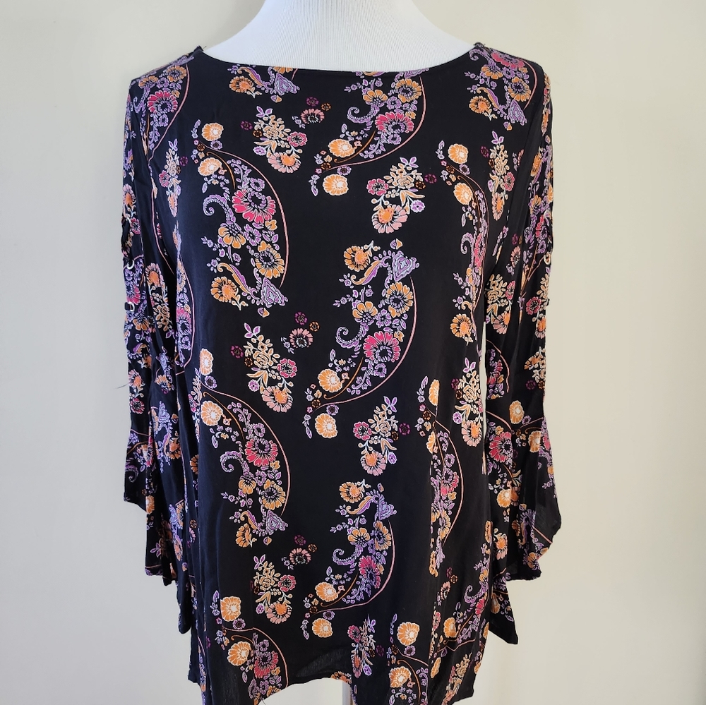 Harlow & Rose Bell Sleeve Bohemian Top Size Large